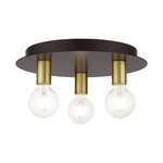 Hillview 3 Flush Ceiling Light - Bronze