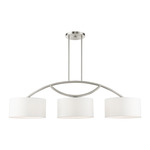 Meridian Curve Linear Chandelier - Brushed Nickel / Off White