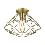 Geometric Flush Ceiling Light - Antique Brass