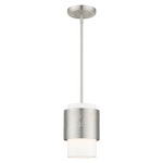 Noria Mini Pendant - Brushed Nickel / Off White