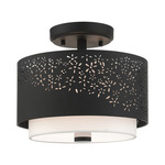 Noria Petite Semi Flush Ceiling Light - Black / Off White