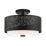 Noria Semi Flush Ceiling Light - Black / Off White