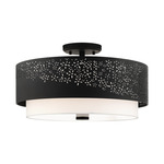 Noria Semi Flush Ceiling Light - Black / Off White