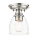 Montgomery Flush Ceiling Light - Brushed Nickel / Clear