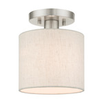 Meadow Semi Flush Ceiling Light - Brushed Nickel / Oatmeal