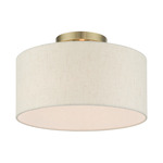 Blossom Semi Flush Ceiling Light - Antique Brass / Oatmeal