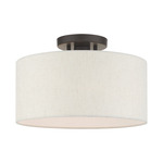 Meadow Semi Flush Ceiling Light - English Bronze / Oatmeal