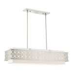 Calinda Linear Chandelier - Brushed Nickel / Off White