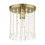 Elizabeth Flush Ceiling Light - Antique Brass / Crystal