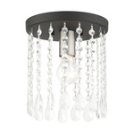 Elizabeth Flush Ceiling Light - Black / Crystal