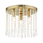Elizabeth Flush Ceiling Light - Antique Brass / Crystal