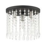 Elizabeth Flush Ceiling Light - Black / Crystal