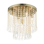 Elizabeth Flush Ceiling Light - Antique Brass / Crystal