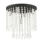 Elizabeth Flush Ceiling Light - Black / Crystal