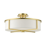 Wesley Semi Flush Ceiling Light - Satin Brass / Off White