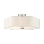 Chelsea Semi Flush Ceiling Light - Brushed Nickel / Off White