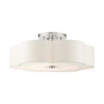 Chelsea Semi Flush Ceiling Light - Brushed Nickel / Off White