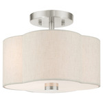 Solstice Semi Flush Ceiling Light - Brushed Nickel / Oatmeal