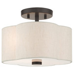 Solstice Semi Flush Ceiling Light - English Bronze / Oatmeal