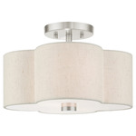 Solstice Semi Flush Ceiling Light - Brushed Nickel / Oatmeal