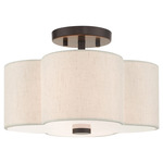 Solstice Semi Flush Ceiling Light - English Bronze / Oatmeal