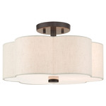 Solstice Semi Flush Ceiling Light - English Bronze / Oatmeal