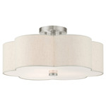 Solstice Semi Flush Ceiling Light - Brushed Nickel / Oatmeal