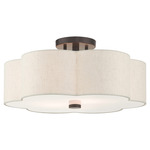 Solstice Semi Flush Ceiling Light - English Bronze / Oatmeal