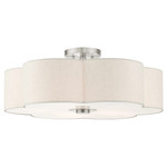 Solstice Semi Flush Ceiling Light - Brushed Nickel / Oatmeal