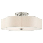 Solstice Semi Flush Ceiling Light - Brushed Nickel / Oatmeal