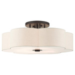 Solstice Semi Flush Ceiling Light - English Bronze / Oatmeal