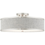 Park Ridge Semi Flush Ceiling Light - Brushed Nickel / Gray Fabric