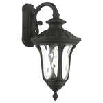 Oxford Outdoor Downward Wall Sconce - Textured Black / Clear