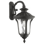 Oxford Outdoor Downward Wall Sconce - Textured Black / Clear