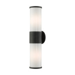 Landsdale Tall Indoor / Outdoor Wall Sconce - Textured Black / Satin Opal White