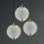Horo Round Multi Light Pendant - Brushed Brass / Smoky Glass