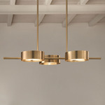 Sound Linear Chandelier - Brushed Gold / Diffused Lens
