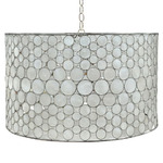 Serena Drum Chandelier - Stainless Steel / Capiz Shells