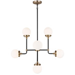 Cafe Chandelier - Satin Brass / Etched Glass