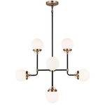 Cafe Chandelier - Satin Brass / Etched Glass