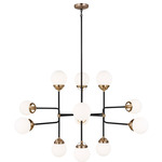 Cafe Chandelier - Satin Brass / Etched Glass