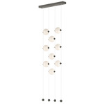 Abacus Ceiling-to-Floor LED Pendant - Natural Iron / Opal