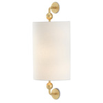 Tavey Wall Sconce - Contemporary Gold Leaf / Off-White Linen