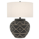 Tattoo Table Lamp - Black / Off-White Linen