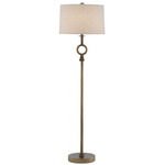 Germaine Floor Lamp - Antique Brass / Natural