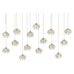 Crystal Bud Linear Multi Light Pendant - Contemporary Silver Leaf / Crystal