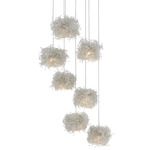 Birds Nest Multi Light Pendant - Silver / Clear
