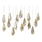 Glace Linear Multi Light Pendant - Silver / Raj Mirror