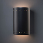 Ceramic Large Curved Perforated Outdoor Wall Sconce - Carbon