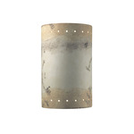 Ceramic Large Curved Perforated Outdoor Wall Sconce - Greco Travertine